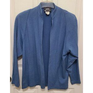 Vtg Simone Alexander for Patty Woodard Open Front Cardigan 100% Wool Blue Sz 7/8